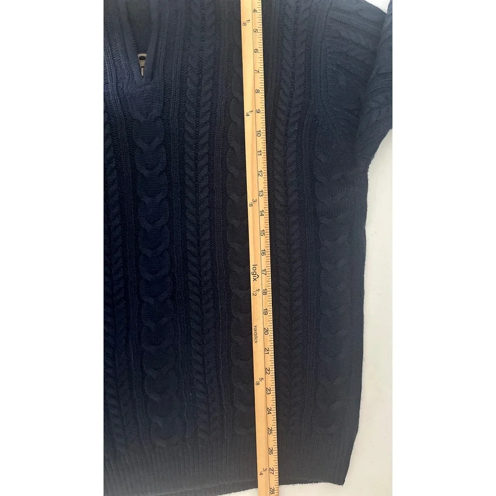 NWT Weatherproof Vintage Mens Dark Indigo Cable Knit Quarter Zip Sweater Sz Lg